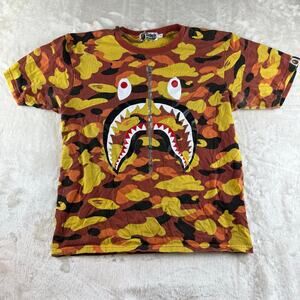 A Bathing Ape BAPE T Shirt 1st Camo Shark Orange Men's Small Short Sleeve